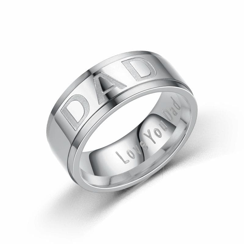 European & American DAD Titanium Steel Men's Ring - Father's Day Fashion Jewelry Size 12 silver