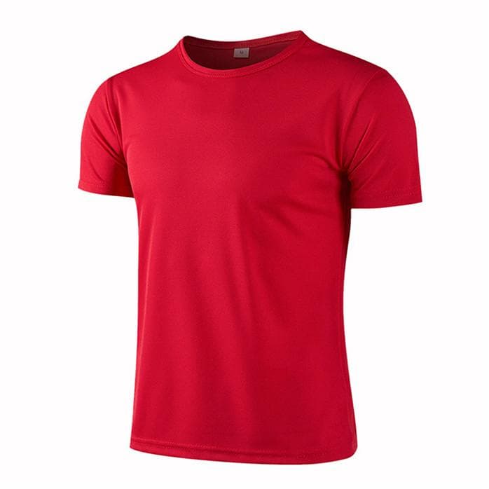 Summer Round Neck T-shirt Quick Dry Clothes Work Clothes Short-sleeved T-shirt XL red