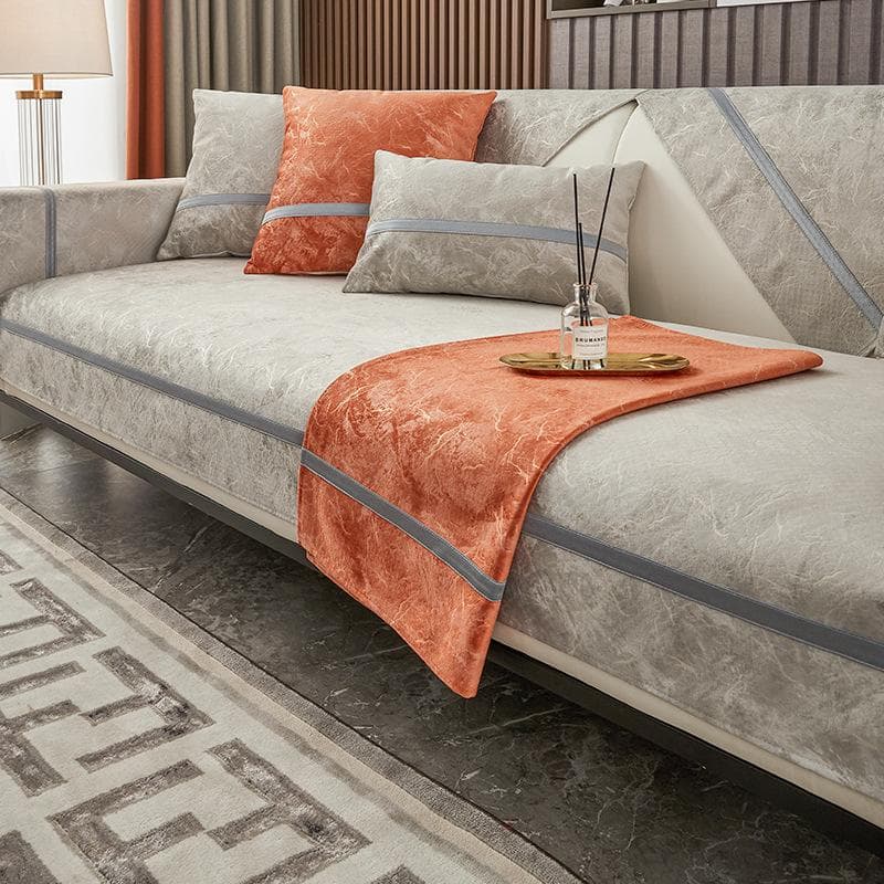 Bronzing Gray Chenille Sofa Cover Europe Living Room Anti-slip Combination Sofa Cushion Full Cover Furniture Dust Protection 70x70cm 1pcs