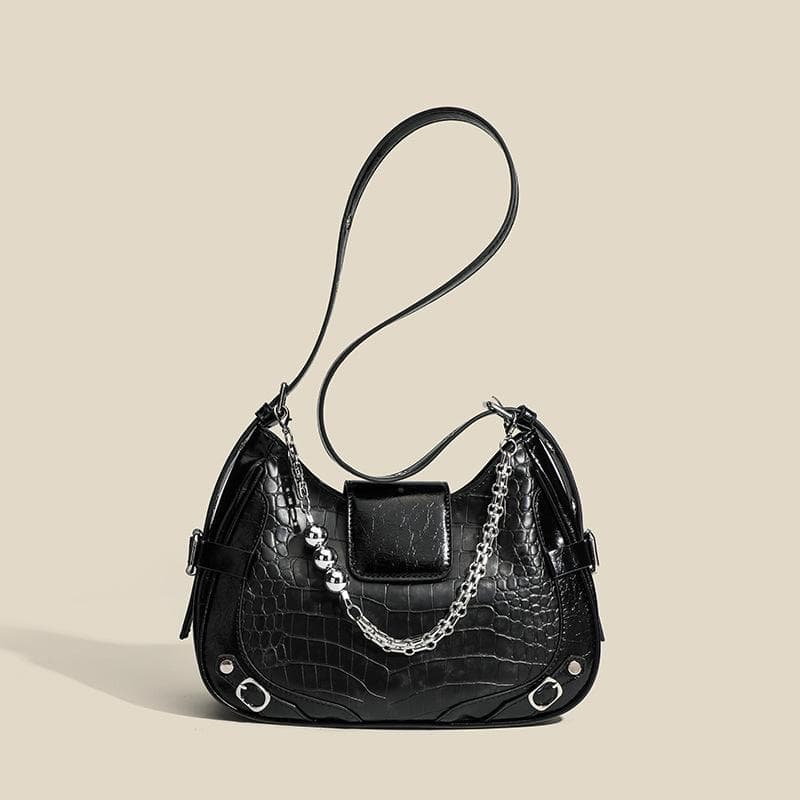 Underarm Bag Female Niche Design Advanced Sense of Foreign Style Single Shoulder Crossbody Bag Chain Small Square Bag black