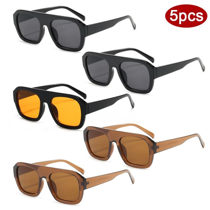 5pcs Large Square Sunglasses Women Fashion Multi Color Lens UV Protection Outdoor Sports Sun Glasses