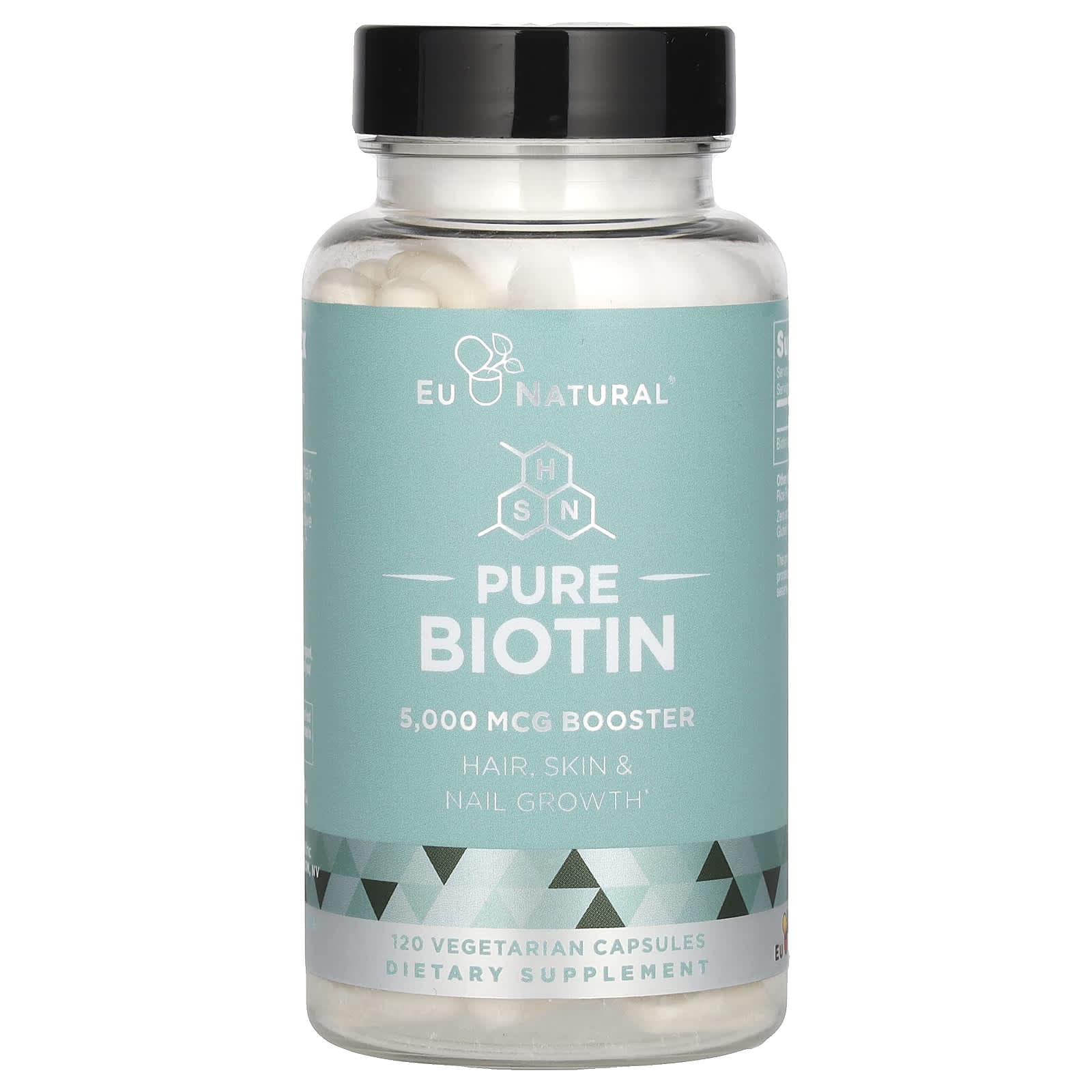 Eu Natural, pure biotin, 5,000 mcg, 120 vegetable capsules