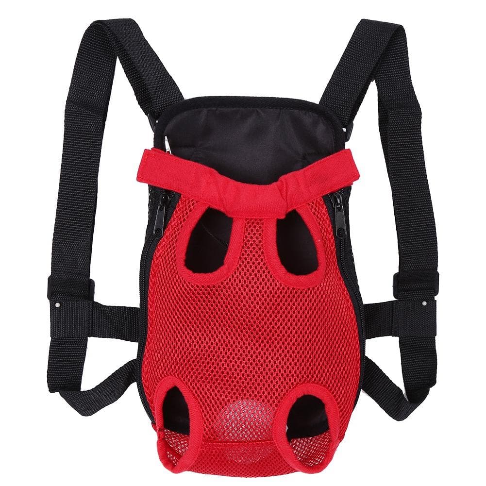 Fashionable Durable Pet Dog Five Holes Backpack Front Chest Carrier Net Bag(Red M) Red