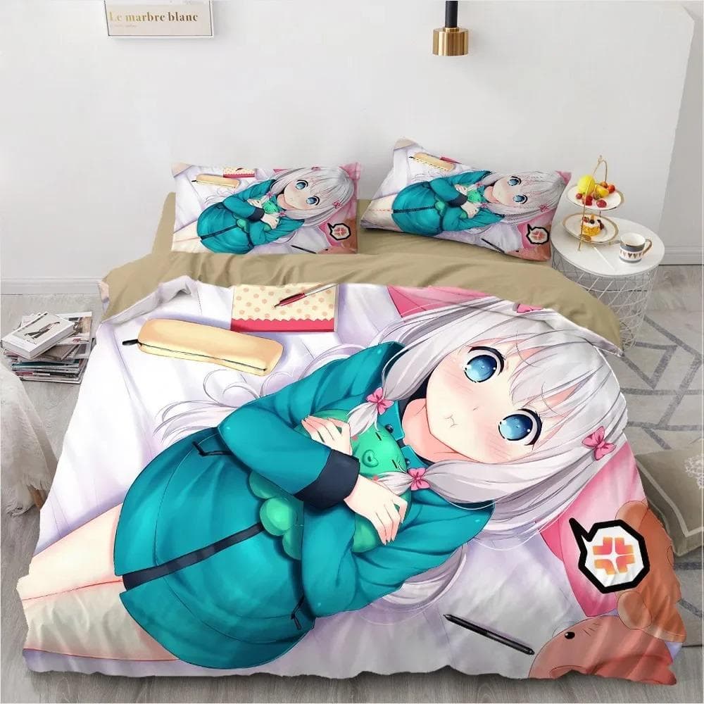 Anime Girls Kawaii Bedding Set Cartoon Duvet Cover Sets Comforter Bed Linen Twin Queen King Single Size Gift Home Decor Kids 70x133cm 2pcs