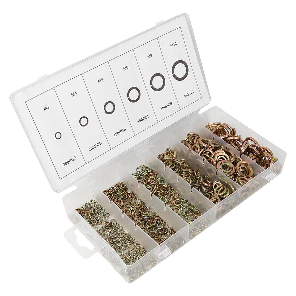 800Pcs Spring Washer Steel Elastic Gasket Fasteners Hardware Accessories with Storage Box