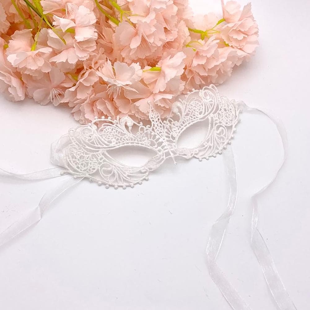 Women Sexy Hollow Lace Masquerade Bronzing Face Mask Princess Party Cosplay Prom Props Costume Nightclub Queen Eye Mask Exotic white