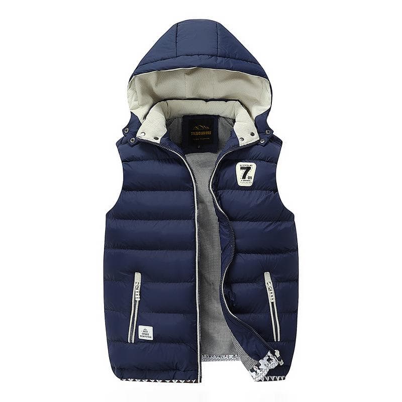 Men 'S Casual Vest Winter Fashion Padded Hooded Waistcoat XL navy blue