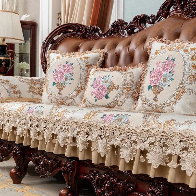 lace edge High-end Retro Sofa Cover Fashion Jacquard Hem Couch Covers Anti Slip Dustproor Comfort Living Room Sofa Decoration 70x150cm 1pcs