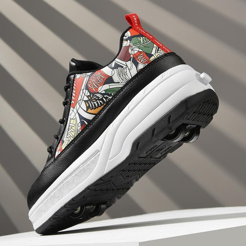 New Runaway Shoes Four-wheel Pulley Shoes Boys Children Shoes with Wheels Girls Skating Shoes 40