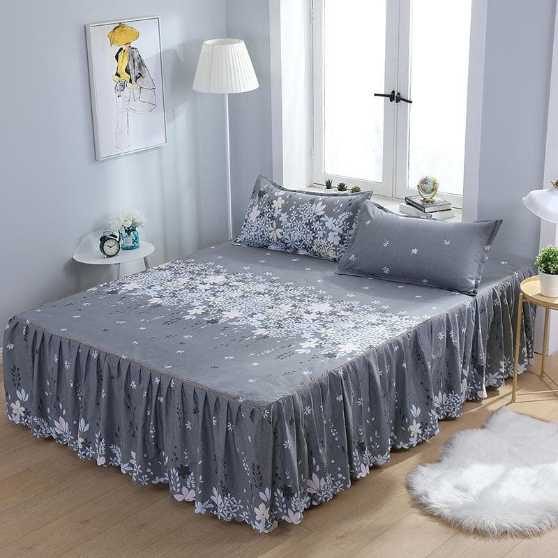 3-piece Brushed Bedroom Home Bed Skirt Pillowcase Simple Color Skin-friendly Bedspread Bedspread Bedroom Student Dormitory Sheets 150*200cm