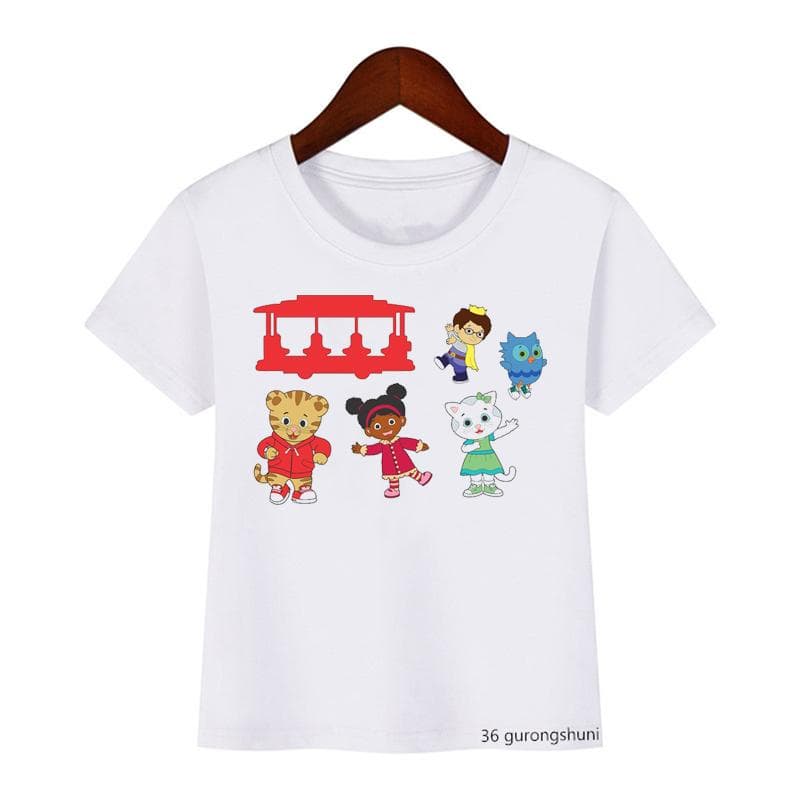 Fashion Children’S Tshirt Cute Daniel Tiger’S Neighborhood Cartoon Print Boy’S T-Shirt Summer Harajuku Girls T Shirts White Tops 100