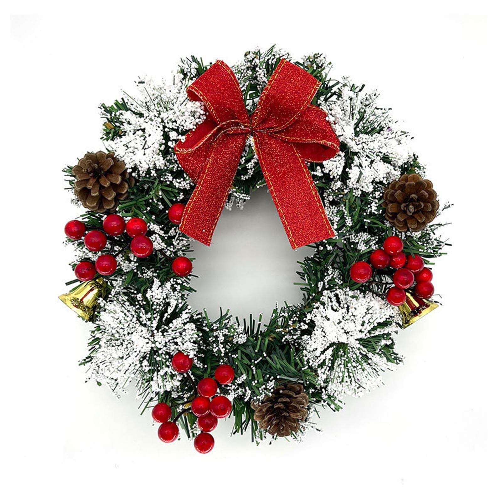 Christmas Wreath for Front Door 16-inch Artificial Winter Hanging Front Door Window Wreath with 20cm