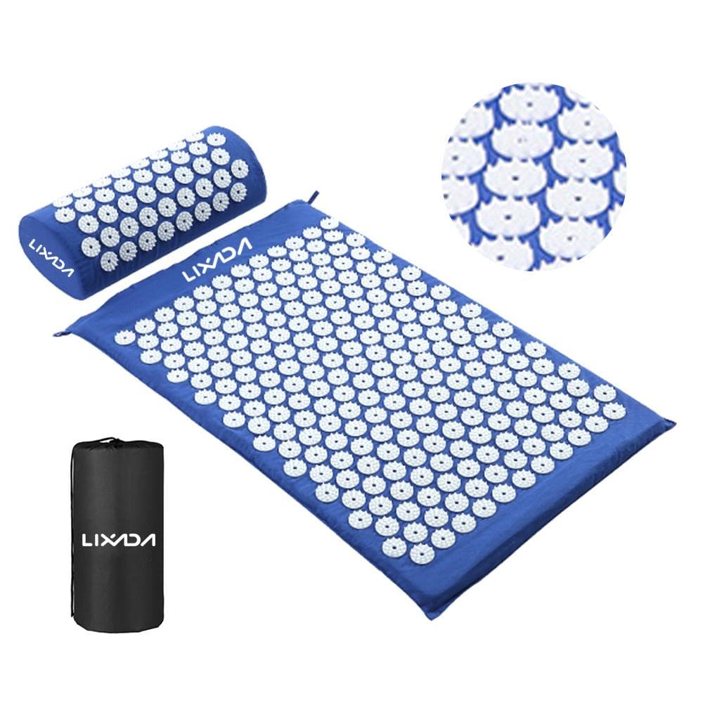 Acupressure Mat Heads Neck Back Pain Relieve Foot Massage Cushion Pillow Yoga Spike Mat Acupuncture RD blue