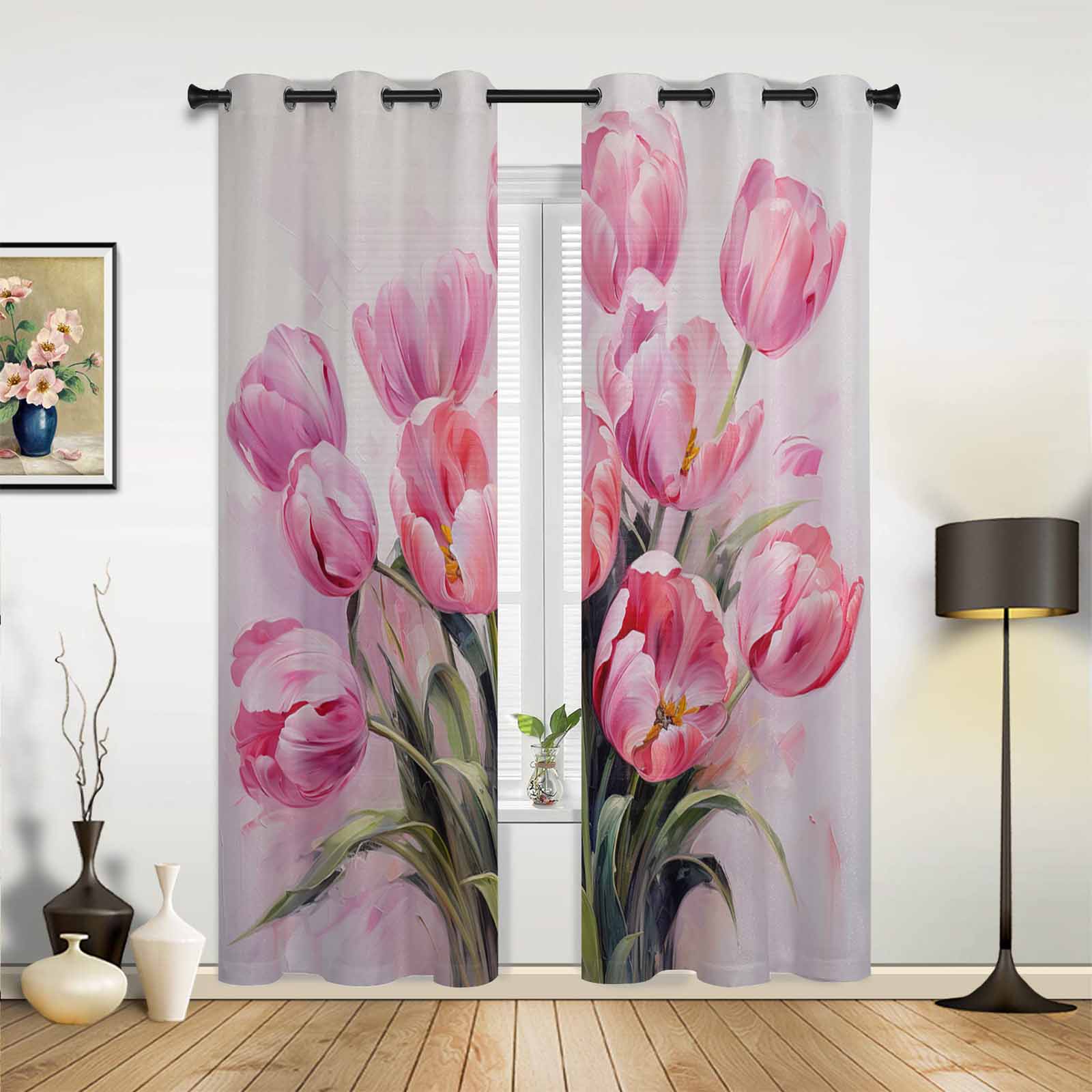Abstract Flowers Leaves And Berries Window Curtains For Living Room Bedroom Luxury Modern Kitchen Curtains Fabric Drapes 135W x 60H(cm) x1