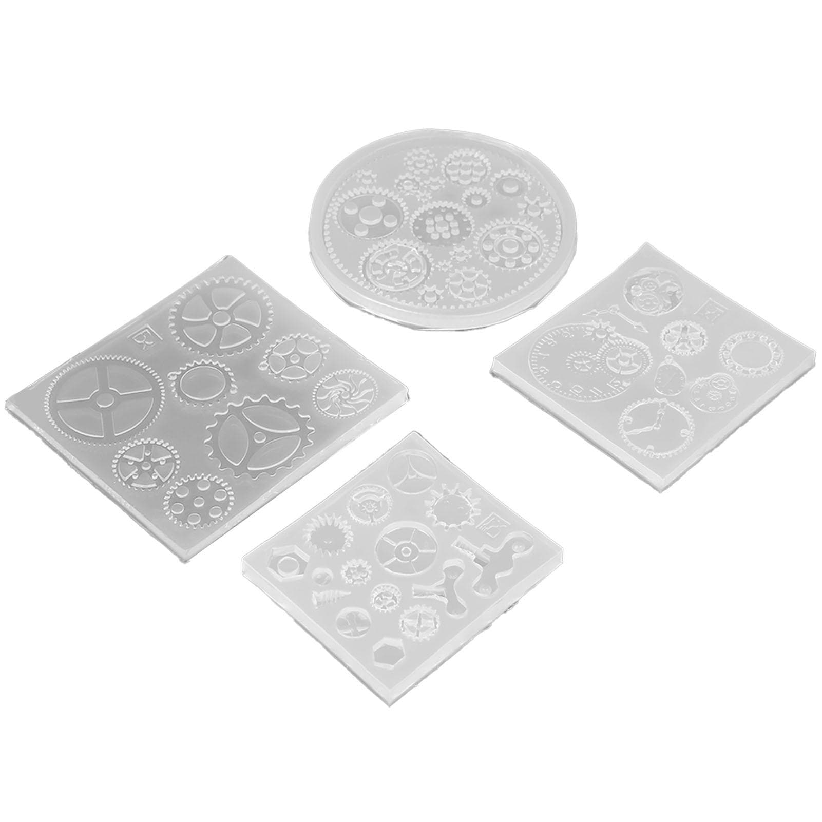 4pcsset Gear Shape 3D Chocolate Cake Fondant Silicone Mold DIY Resin Jewelry Pendant Decortion