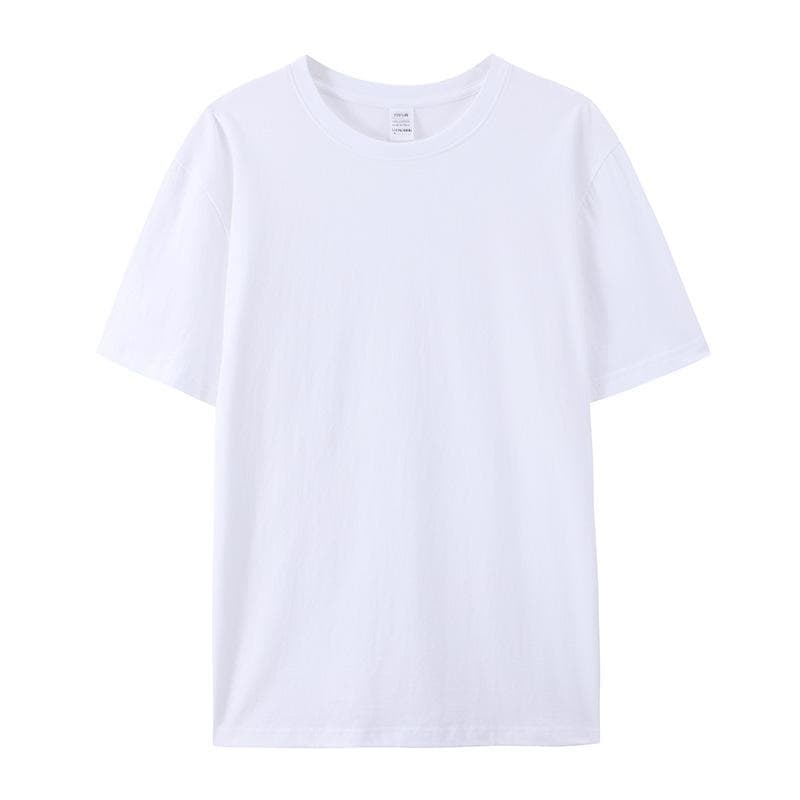 Cotton Short-sleeved T-shirt Men's Fashion Trend Black and White Clothing T-shirt Summer Men's and Women's Shirts with Pure Color Simple Match 3XL white