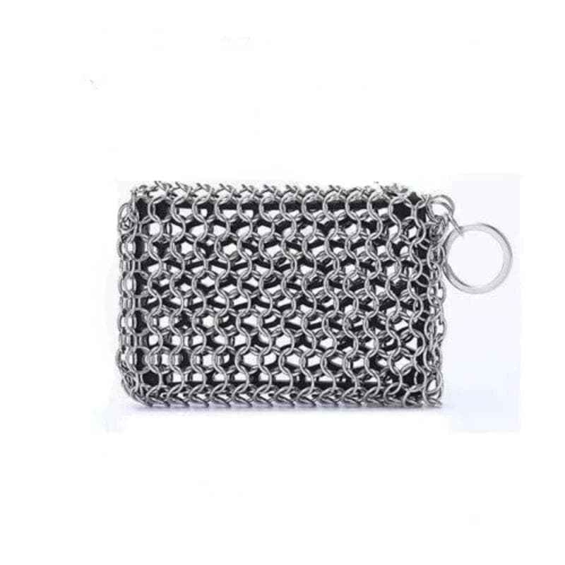 Single Ring Kitchen Cast Iron Cleaner Cleaning Brush Stainless Steel Chain Scrubber Frying Pan Grill Scraper Rust Remover black