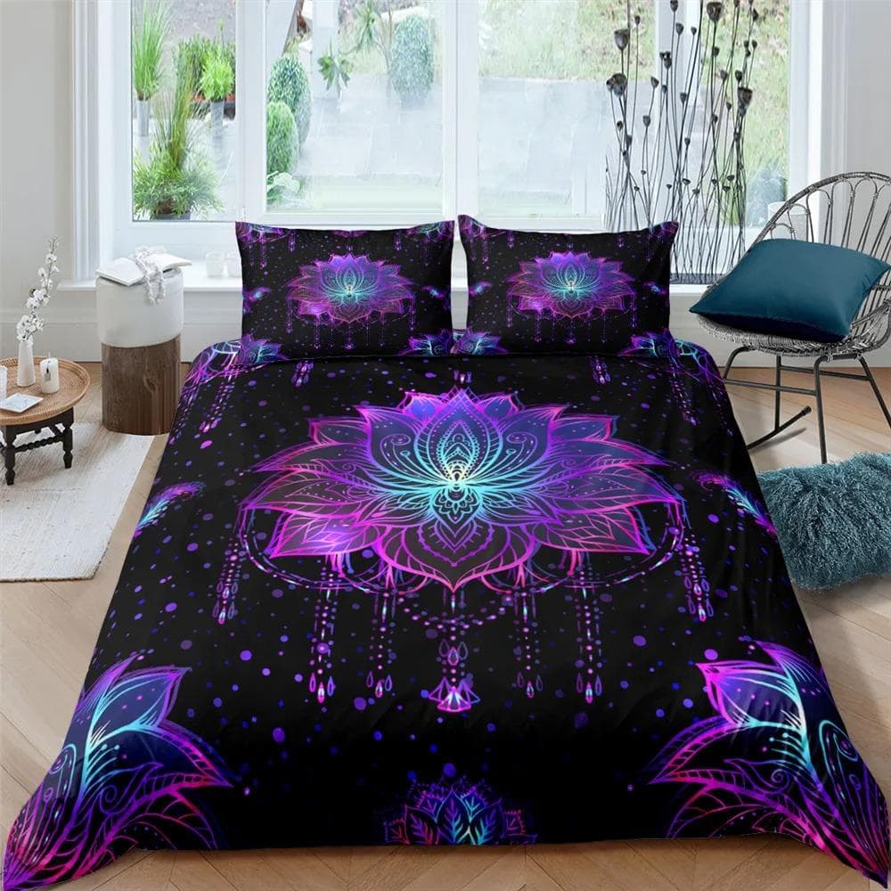 Bohemian Lotus Mandala Flower Bedding Set Boys Girls Twin Queen Size Duvet Cover Pillowcase Bed Kids Adult Home Textileextile 70x133cm 2pcs