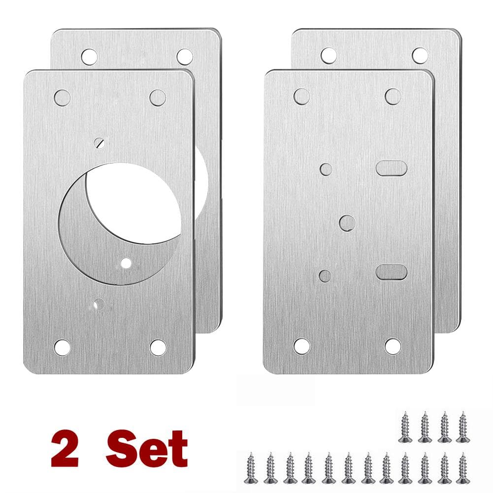Close Hinges Plate Hinge Cupboard Door Fixing Stainless Steel 2 Pair