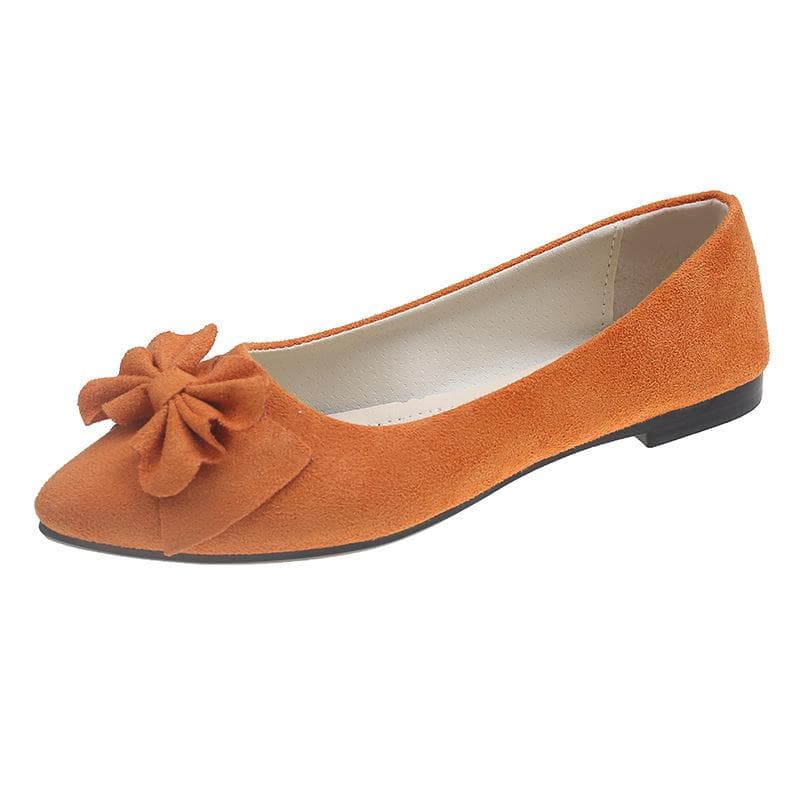 Women Girls Solid Big Size Slip On Flat Shallow Comfort Casual Single Shoes Multicolor 35 orange