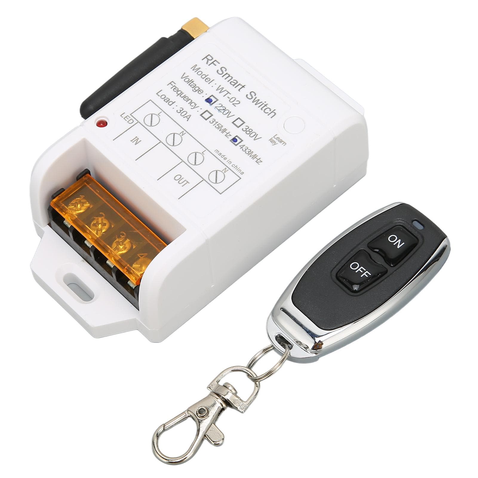 Relay Wireless RF Switch 433MHz 30A Wireless Switch Receiver Transmitter for LED Lights Garage