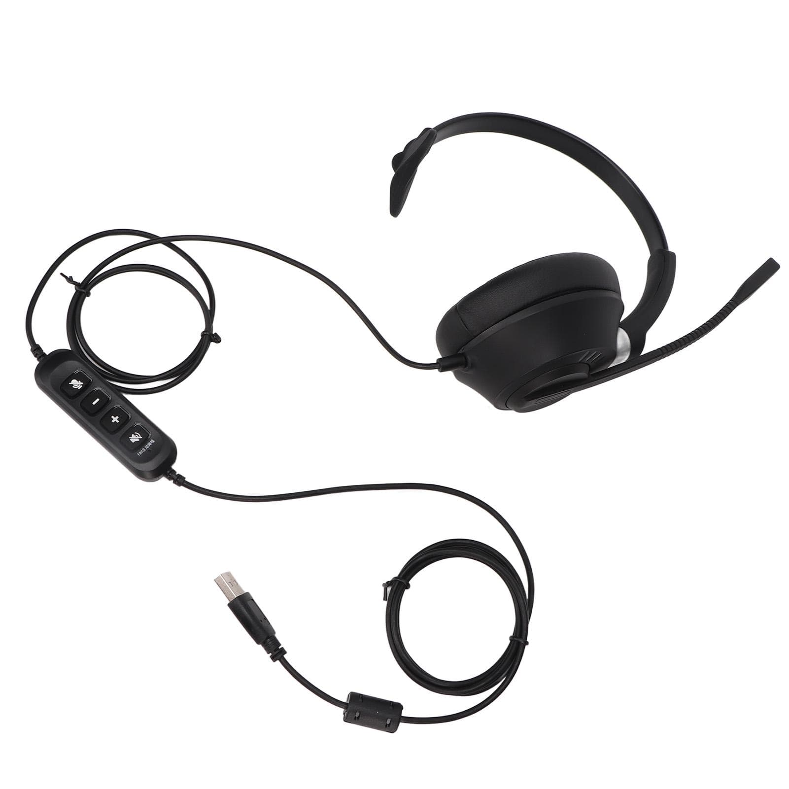 Monaural Business Headset ENC Noise Reduction Mic Mute USB Single Sided Ear Headphone for PCs with