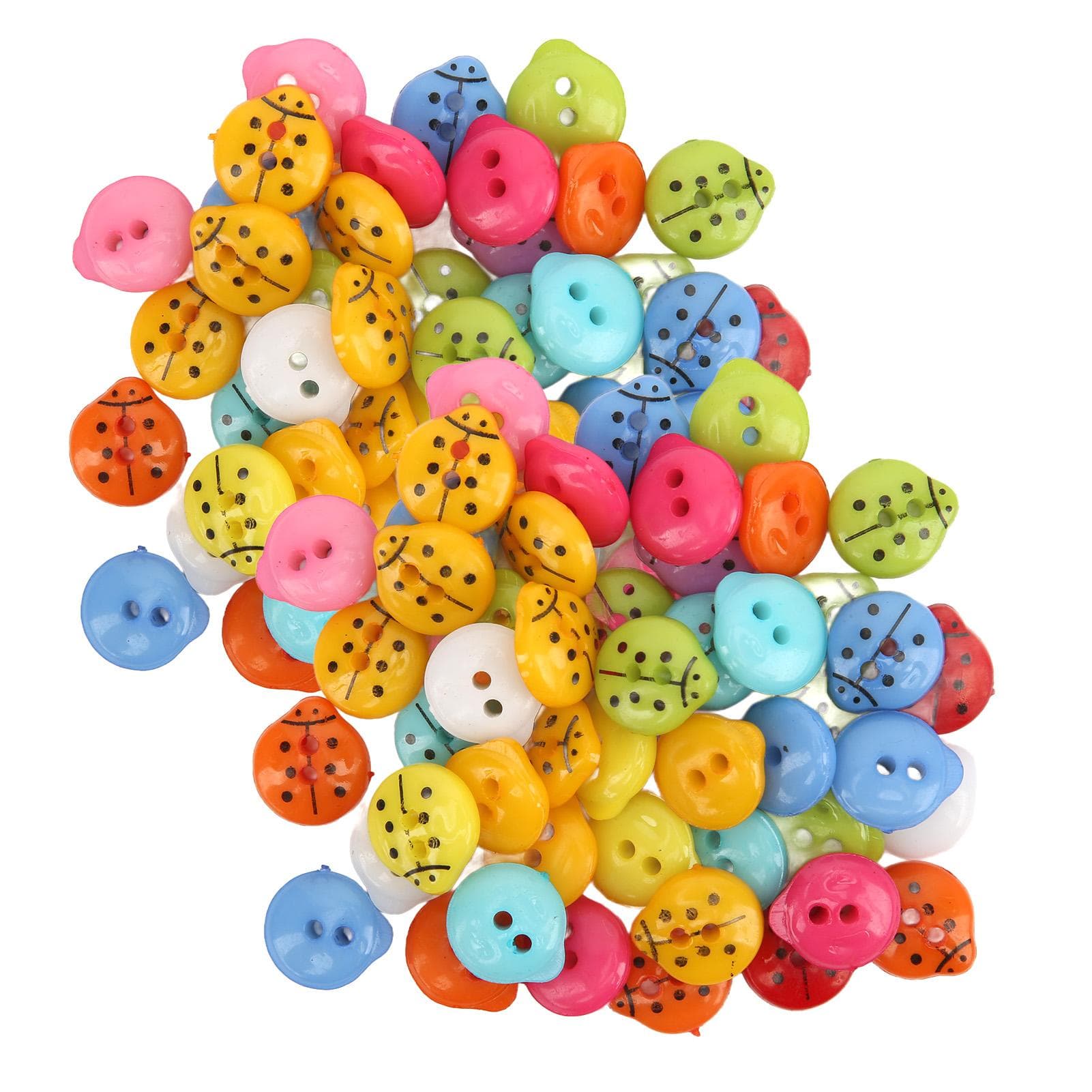 100 Pcs Ladybug Buttons Durable Bright Color Environmentally Friendly Materials Resin Button for