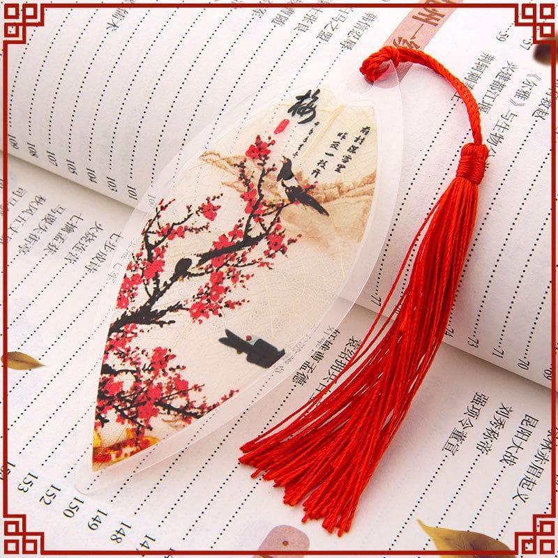 Chinese Archaic Landscape Painting Bookmarks Pretty Aesthetic Leaf Vein Bookmark Gift for Friends Students School Supplies