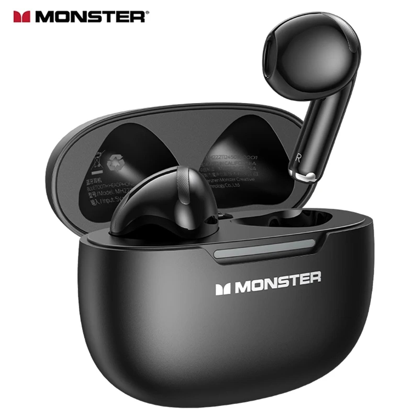MONSTER NLite208 Wireless Earbuds BT 5.4 InEar Headphones Noise Cancelling Sport Earphones Clear black