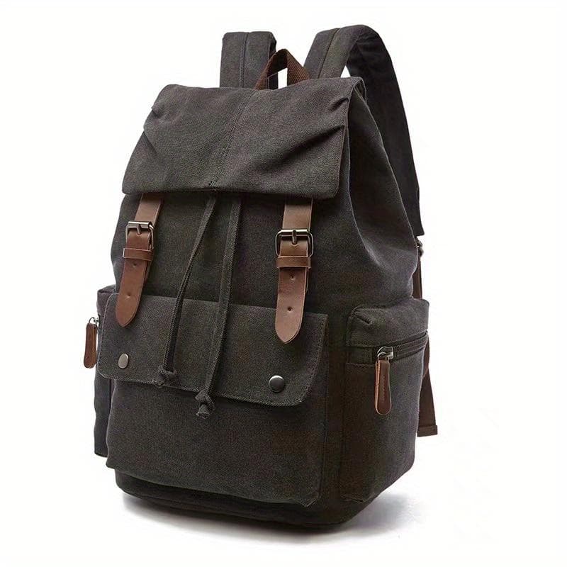 1pc Retro Canvas Backpack, Sturdy and Durable Computer Backpack, Worker Commuter Storage Bag for Office Business Trip black