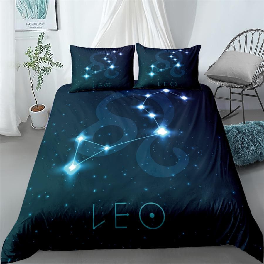 Aquarius Sign Zodiac Bedding Set King Queen Double Full Twin Single Size Duvet Cover Pillow Case Bed Linen Set EU single(135x200cm)
