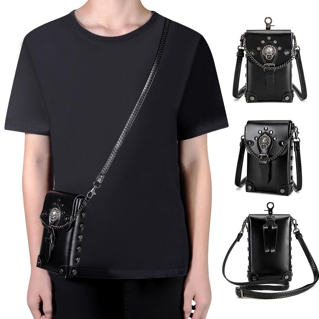 Original Niche Design Handbag, A Female Heavy Industry Metal-decorated Retro Style Mobile Phone Crossbody Bag