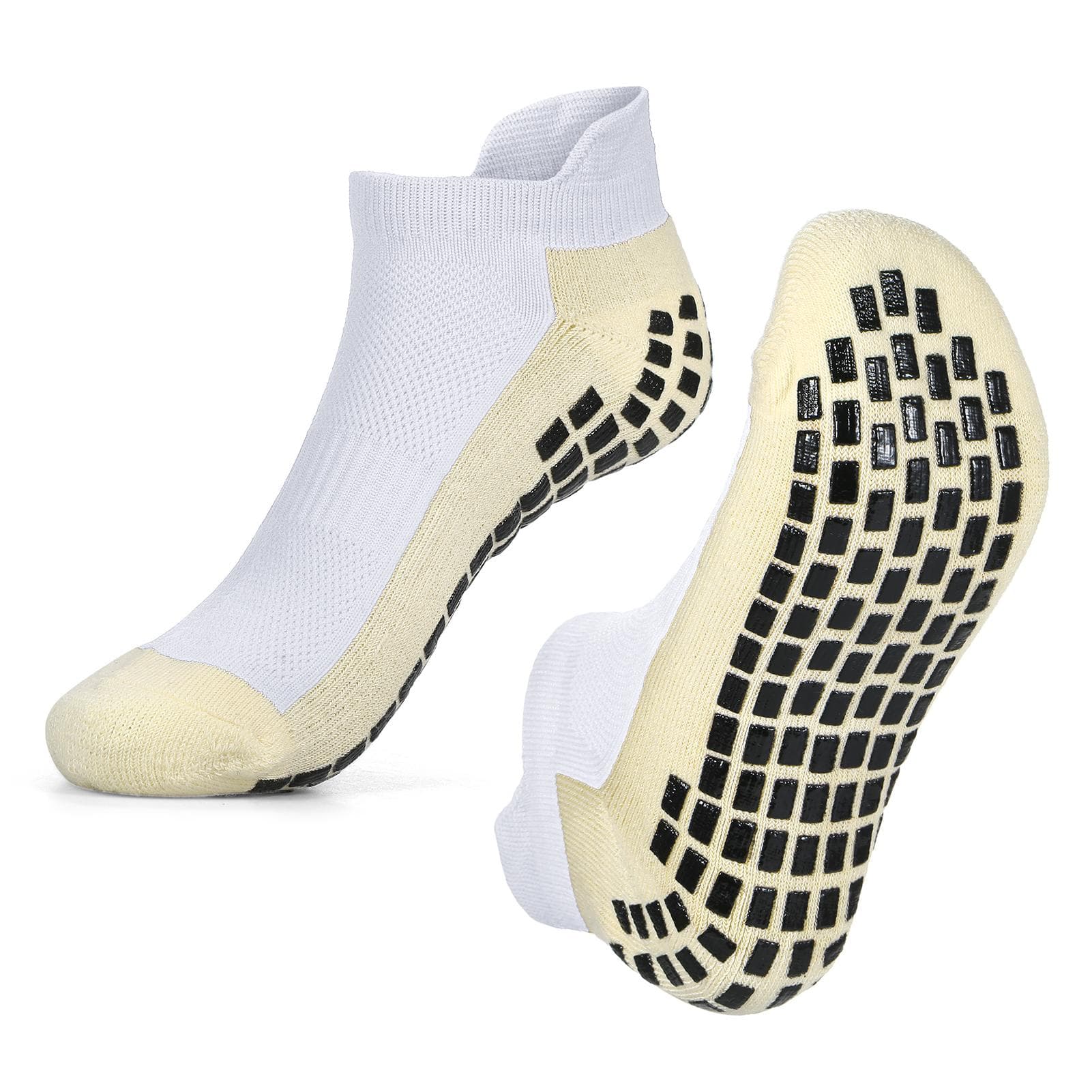 Breathable Soccer Socks Anti-slip Athletic Ankle Socks Sport Short Socks for Men Women Yoga white