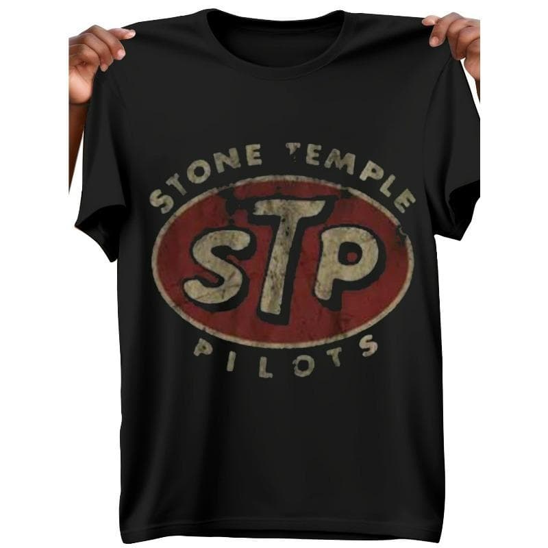 European sizes STP Stone Temple Pilot Vintage Print T-Shirt, Loose Fit Casual Short Sleeve Tee XL black