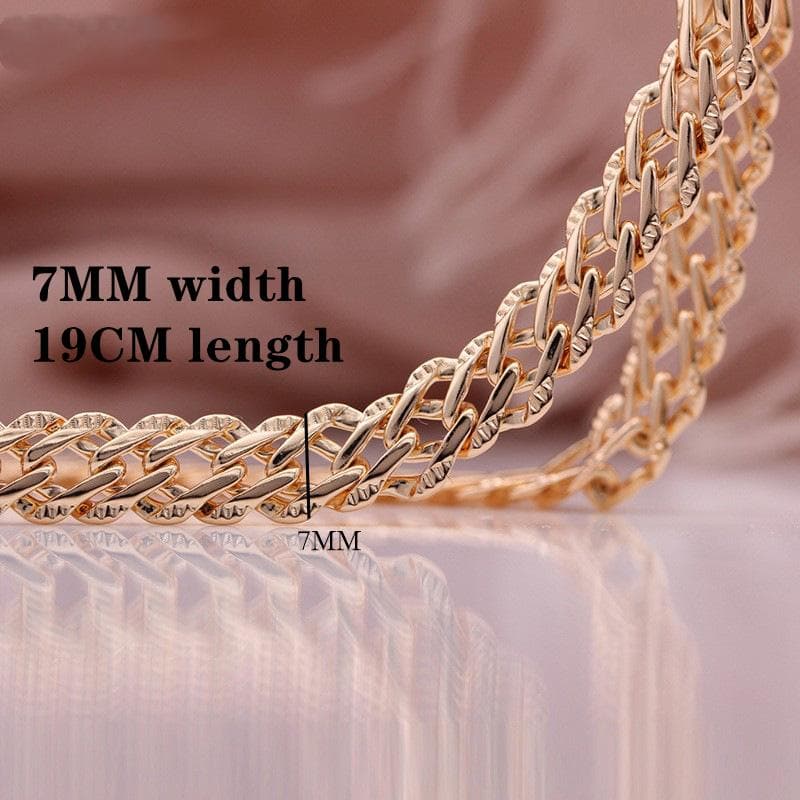 Fashion Rose Gold Bracelet Women Wedding Engagement Copper Bracelet Italian Craft Refined Smooth Comfortable To Wear Chain 7mm*19cm rose gold
