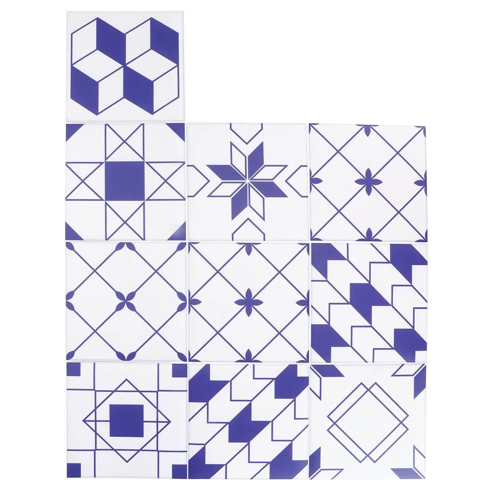 10Pcs DIY Tile Stickers Geometric Pattern Waterproof SelfAdhesive Wall Decals 15x15cm