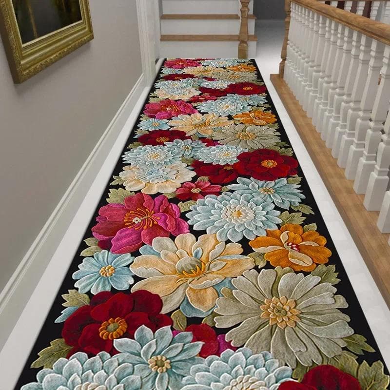 Luxury Corridor Long Carpets For Runner Hallway Blue Gold Jacquard Rug Living Room Hotel Stairway Mat Nonslip Home Kitchen Rug 60x200cm 23.6x78.7in