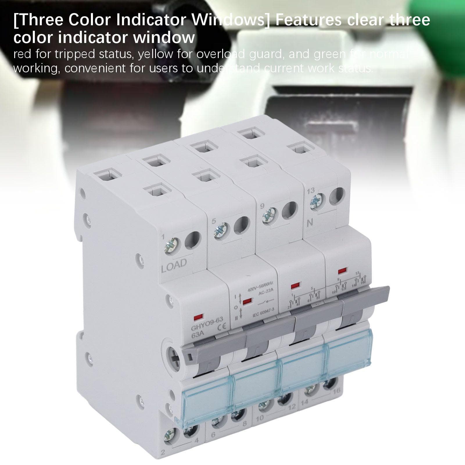 Dual Power Manual Transfer Isolating Switch 4P 63A DIN Rail Backup Power Changeover Switch