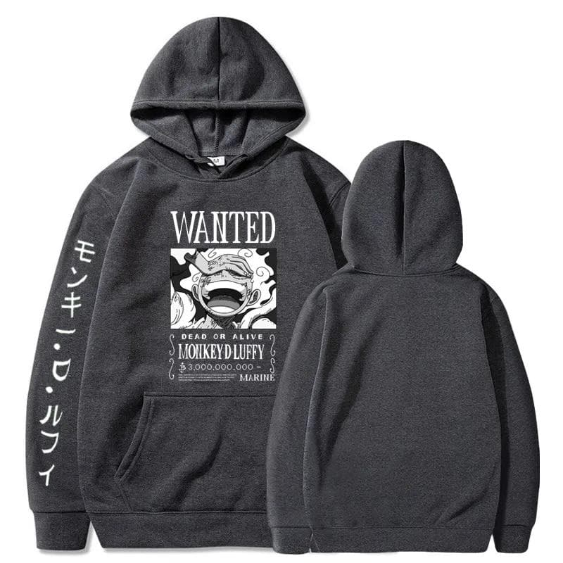Newest Anime One Piece Hoodies Gear 5 Luffy Sun God Hooded Pullover Hot Harajuku Printed Sweatshirts Casual Unisex Clothing XXL dark grey