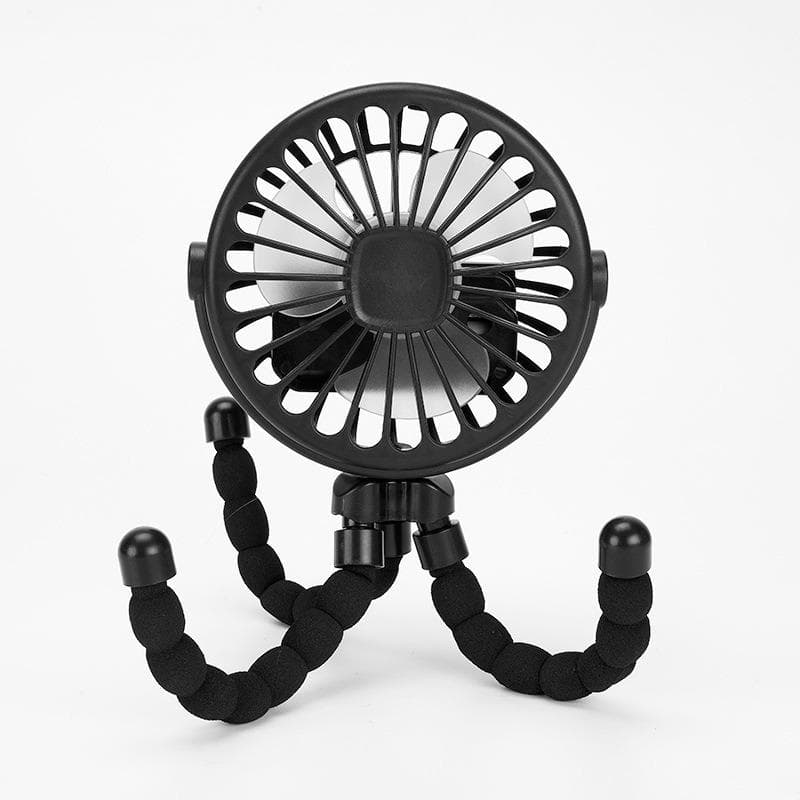 USB Desktop Folding Fan,Outdoor Baby Stroller Handheld Fan, Summer Mute Small Multifunctional Octopus Mini Fan black