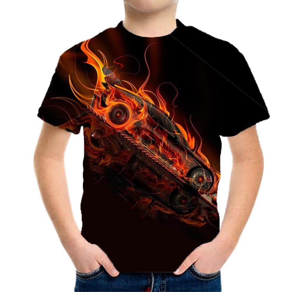 Boy Clothes Racing Graphic Children's T-Shirt Short Sleeve Kids Clothes 3D Fashion Clothing Boy Children Summer Clothes 110
