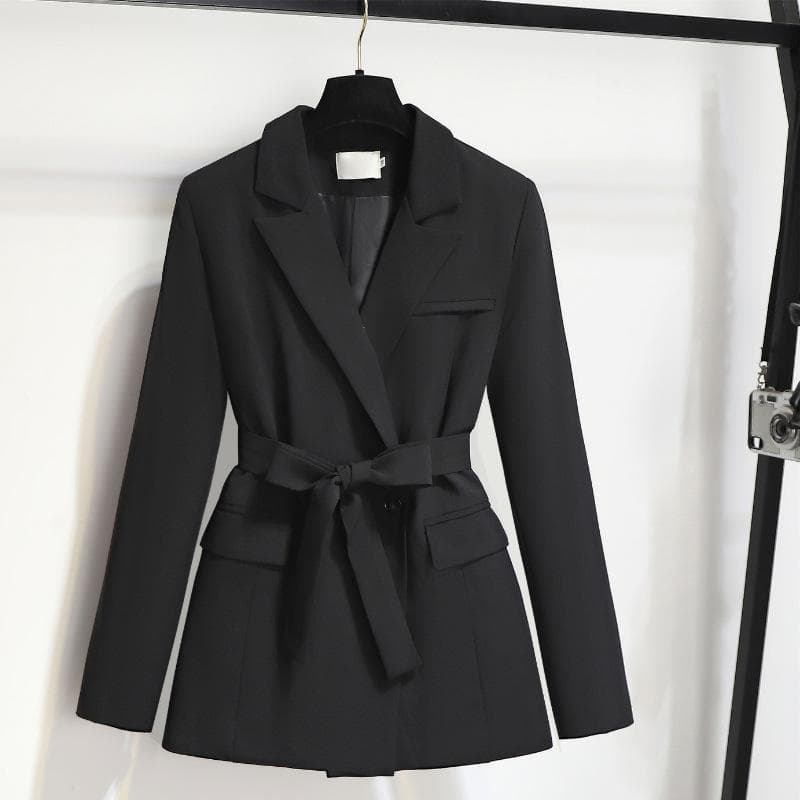 A Small Suit with A Waist-hugging Slim Waist, Autumn New Casual Jacket for Women, Women's Belt, British Style Autumn Design Niche 2XL