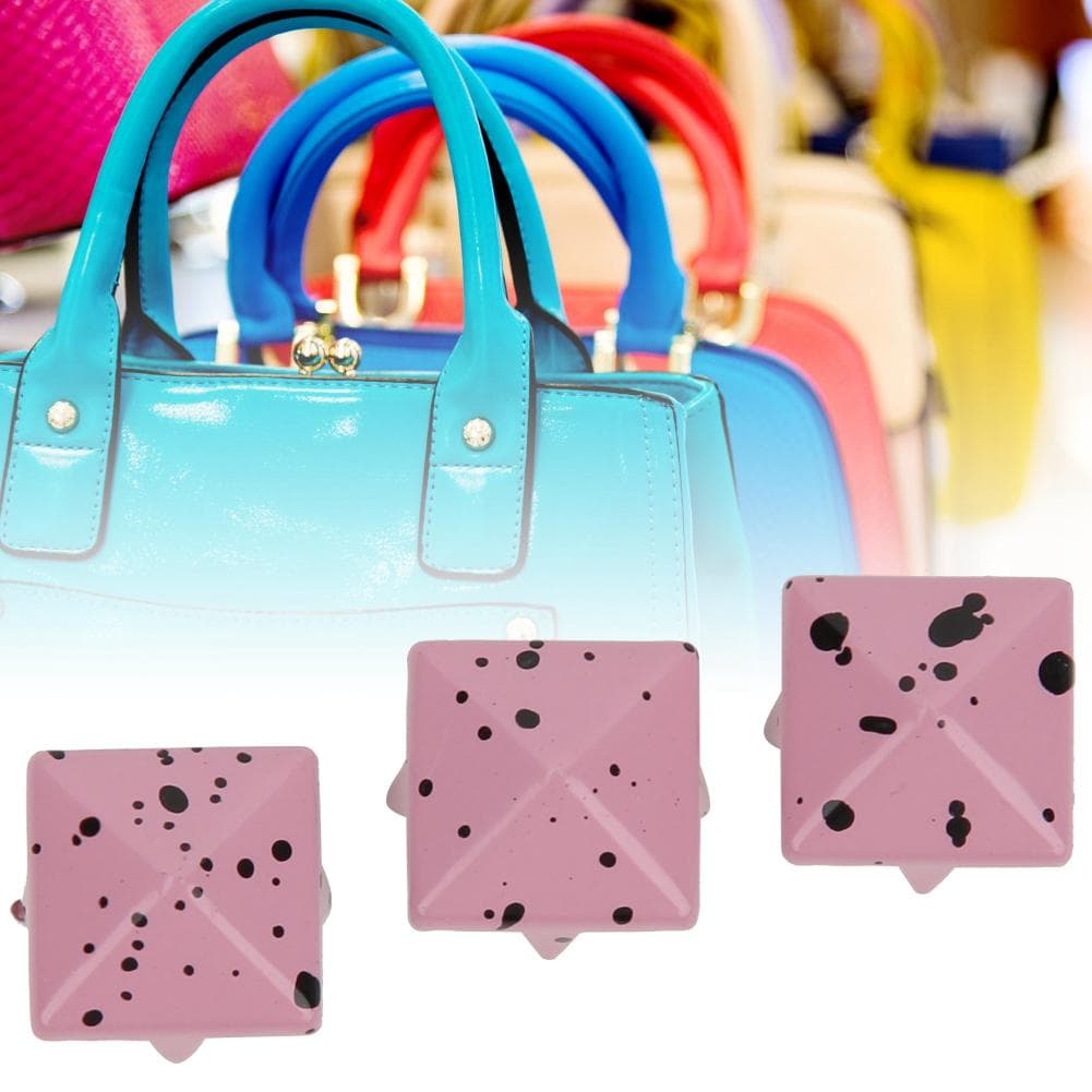200 Pcs Pyramid Stud Clothing Bag Decorative Accessory Metal Pyramid Rivets 10mmPink Base and Black