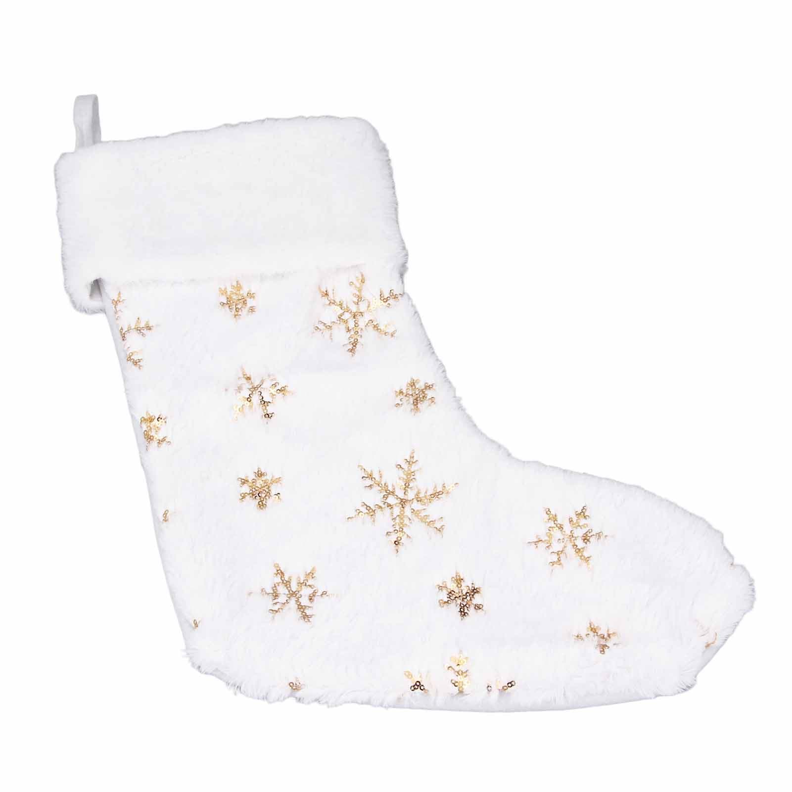 Large Xmas Stocking Embroidered Snowflake Sequin Socks Ornament Stocking Decoration for Family