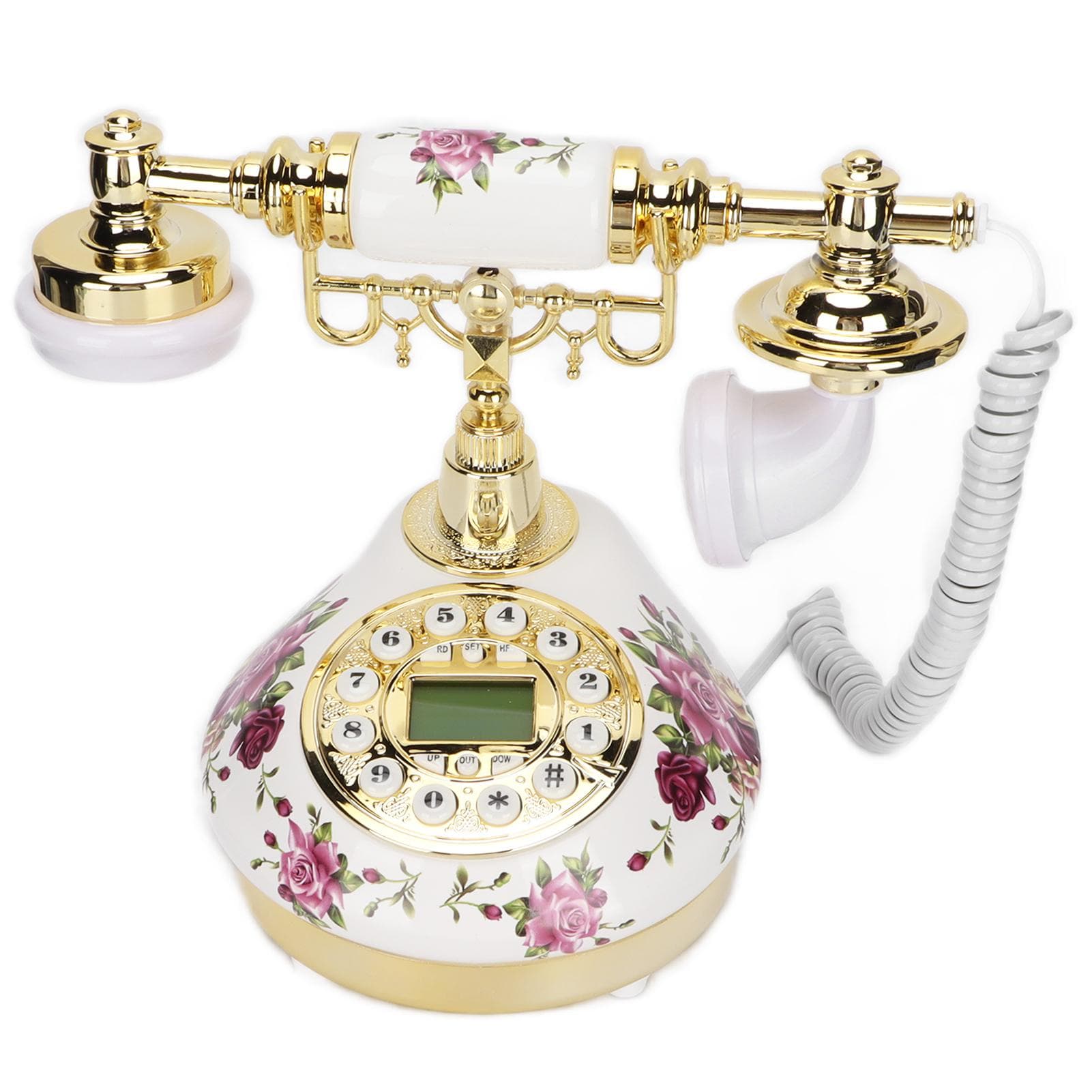 European Retro Landline Ceramic Printing Creative Digital Old Fashioned Telephone with Electronic US Plug purple