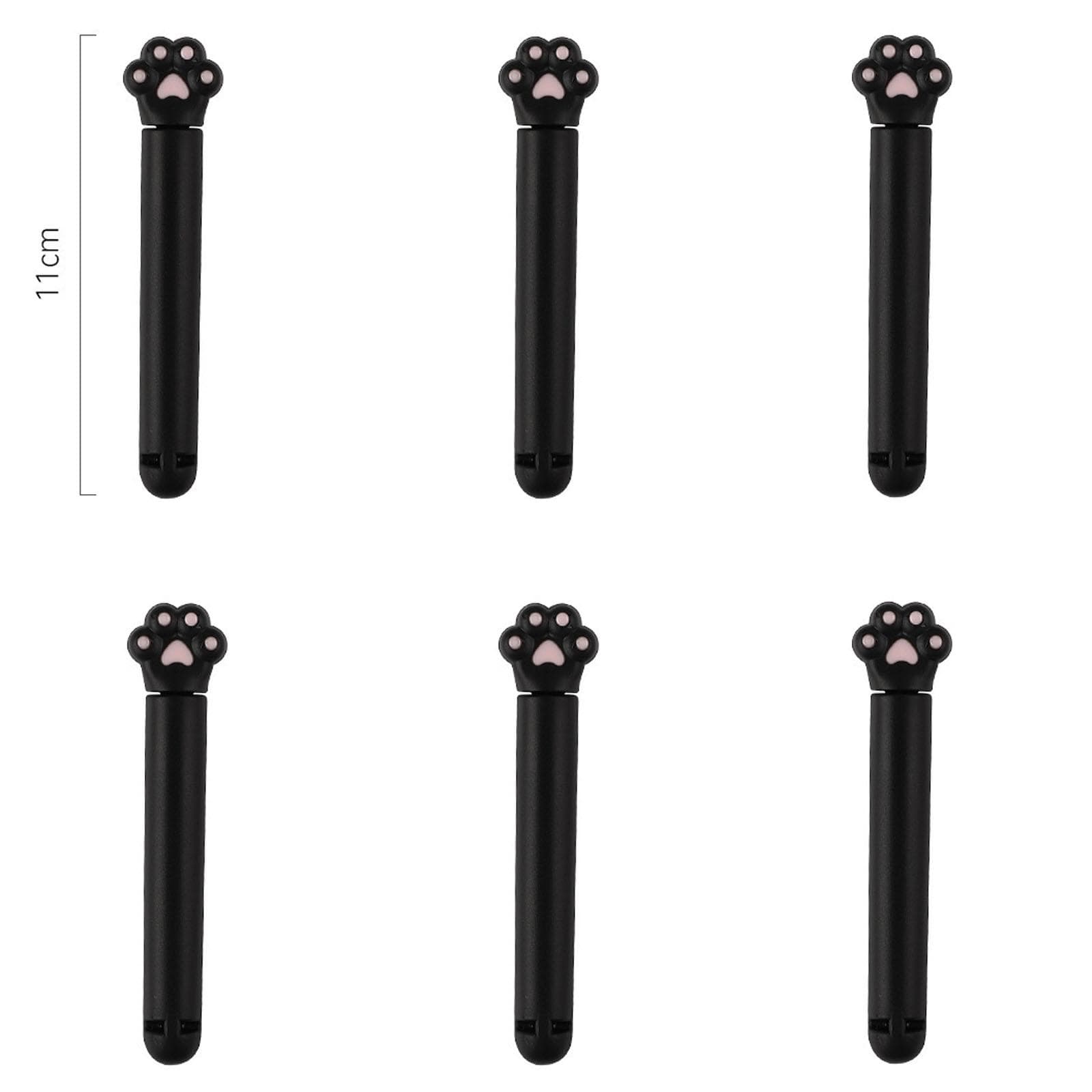 6pcs Cute Cat Paw Bag Sealer Bag Clips Food Seal Clip Moistureproof Snack Sealing Clamp Storage Organization Kitchen black