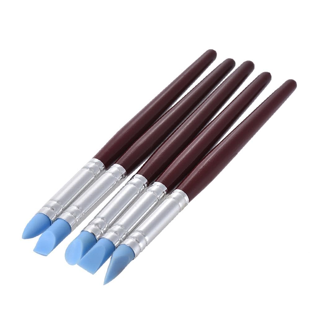 5pcs Rubber Tip Paint Brushes Clay Tools for Sculpture Pottery Color Shaping Blending Drawing