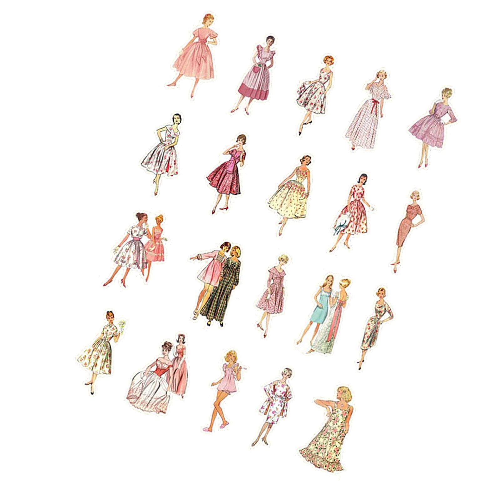 Vintage Ladies Stickers Decorative Retro Aesthetic Scrapbook People Stickers for Planner Album
