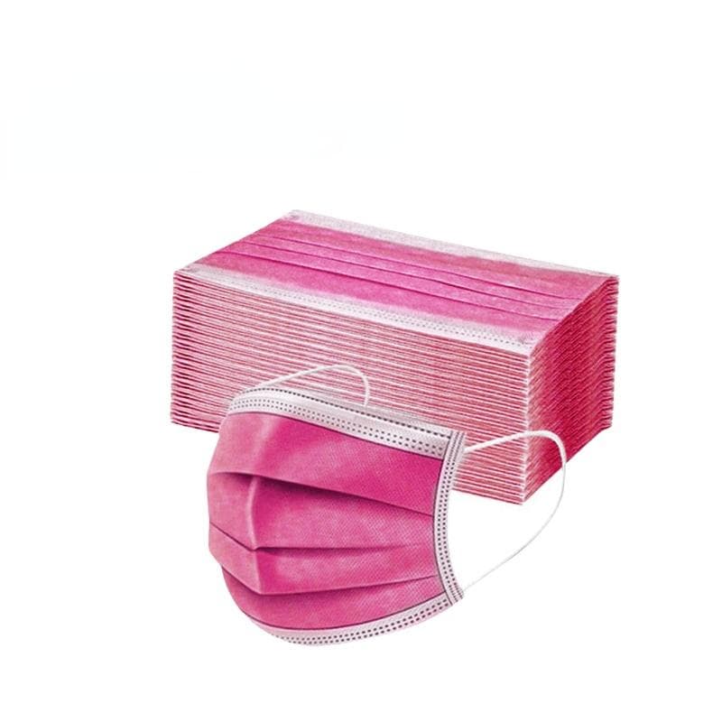50-200PCS Adult Disposable Non-woven 3-layer Filter Mouth Mascarillas Face Mask Breathable Multicolor Mask 50pcs dark pink