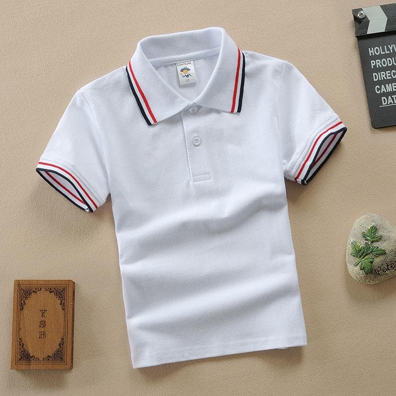 Pique Cotton Elastic Summer Children's Clothing Pure Cotton Children's Short-sleeved T-shirt Solid Color for Boys and Girls 120cm